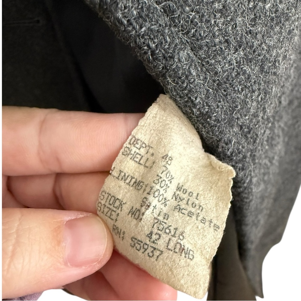 Botany 500 Long Wool Trench Coat Mens 42 Lined Belted Double Breasted Vintage - Picture 6 of 9